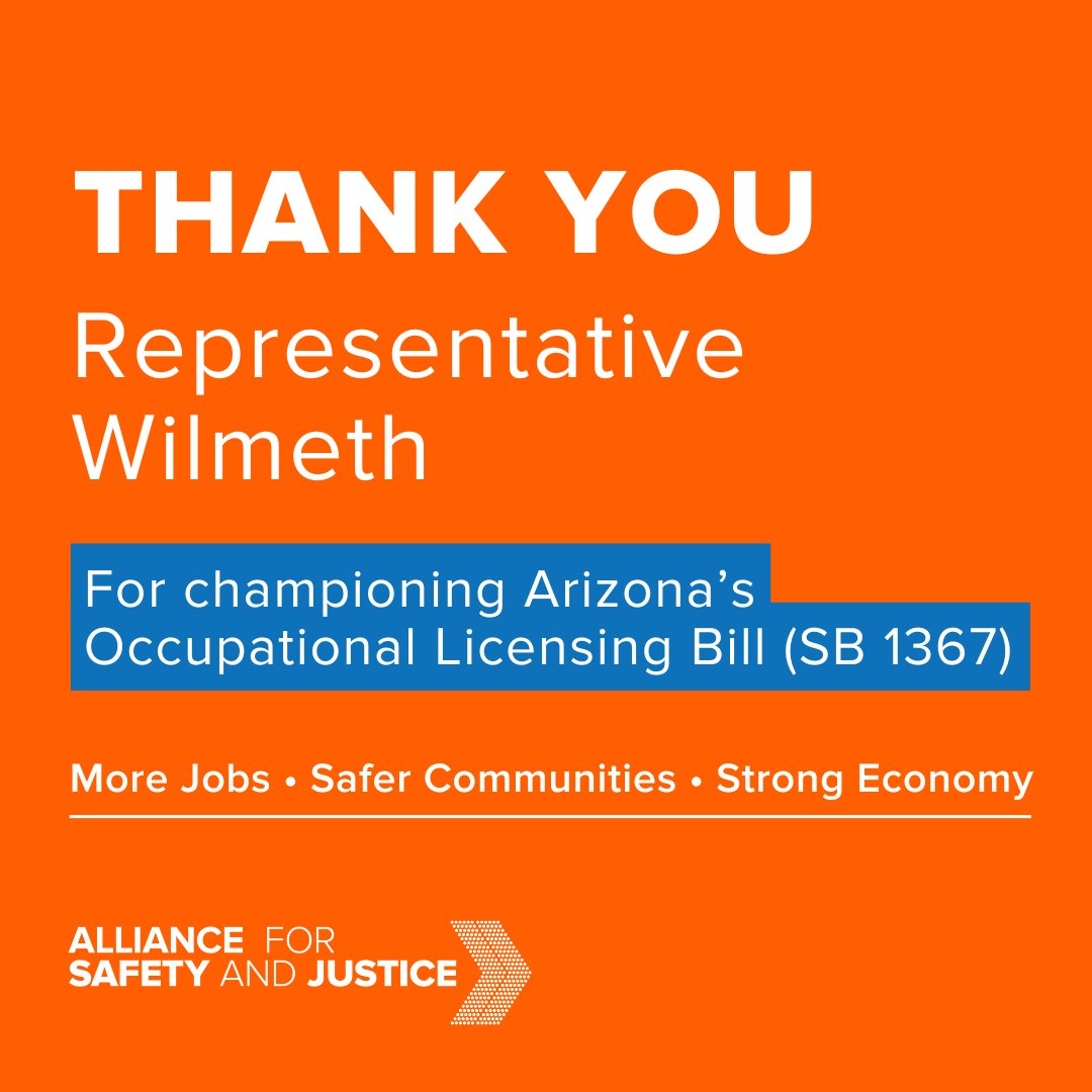 Thank you @JustinWilmethAZ for your leadership on occupational licensing reform in Arizona! Your ongoing support helped pass SB 1367 today!