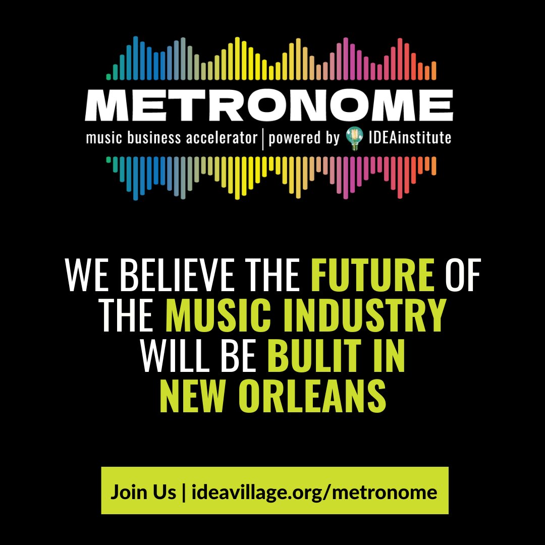 Are you in the process of building an innovative tech business or do you have an idea within the music and entertainment industry? Apply now for METRONOME! Learn more and apply: ideavillage.org/metronome