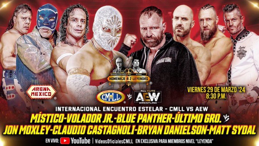 Tomorrow will be my first time stepping foot in the legendary Arena Mexico. The BCC will be standing across the ring from 4 incredible wrestlers, one of whom, Blue Panther, is my FAVORITE LUCHADOR OF ALL TIME!!! What a life! #CMLLvsAEW @CMLL_OFICIAL @AEW