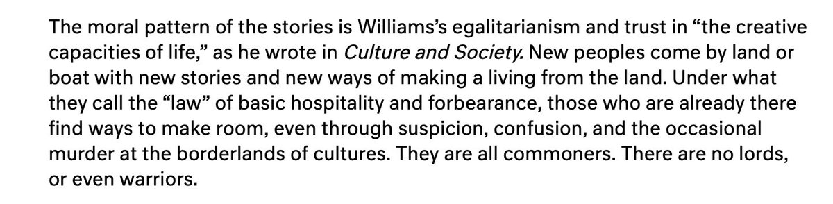 This essay on Raymond Williams's commitment to 'read & think vividly without surrendering hope', by Jedediah Britton-Purdy, is nourishing & brilliant. Especially good on RW's deep-time epic, People of the Black Mountains. 'They are all commoners...'. dissentmagazine.org/article/raymon…