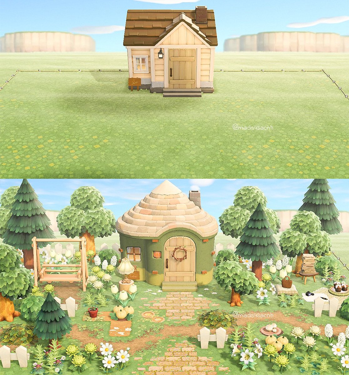 Little before and after 🤍🪴 #ACNH #ACNHDesigns #acnhinspo #AnimalCrossing