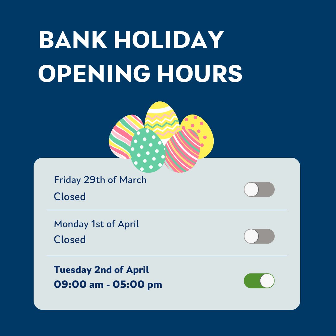 As the holiday season approaches, we want to keep you informed about our operating hours. Rest assured, if you need assistance during the bank holiday period, our monitoring team will be available around-the-clock to help you out. Wishing you all a fantastic Easter weekend!