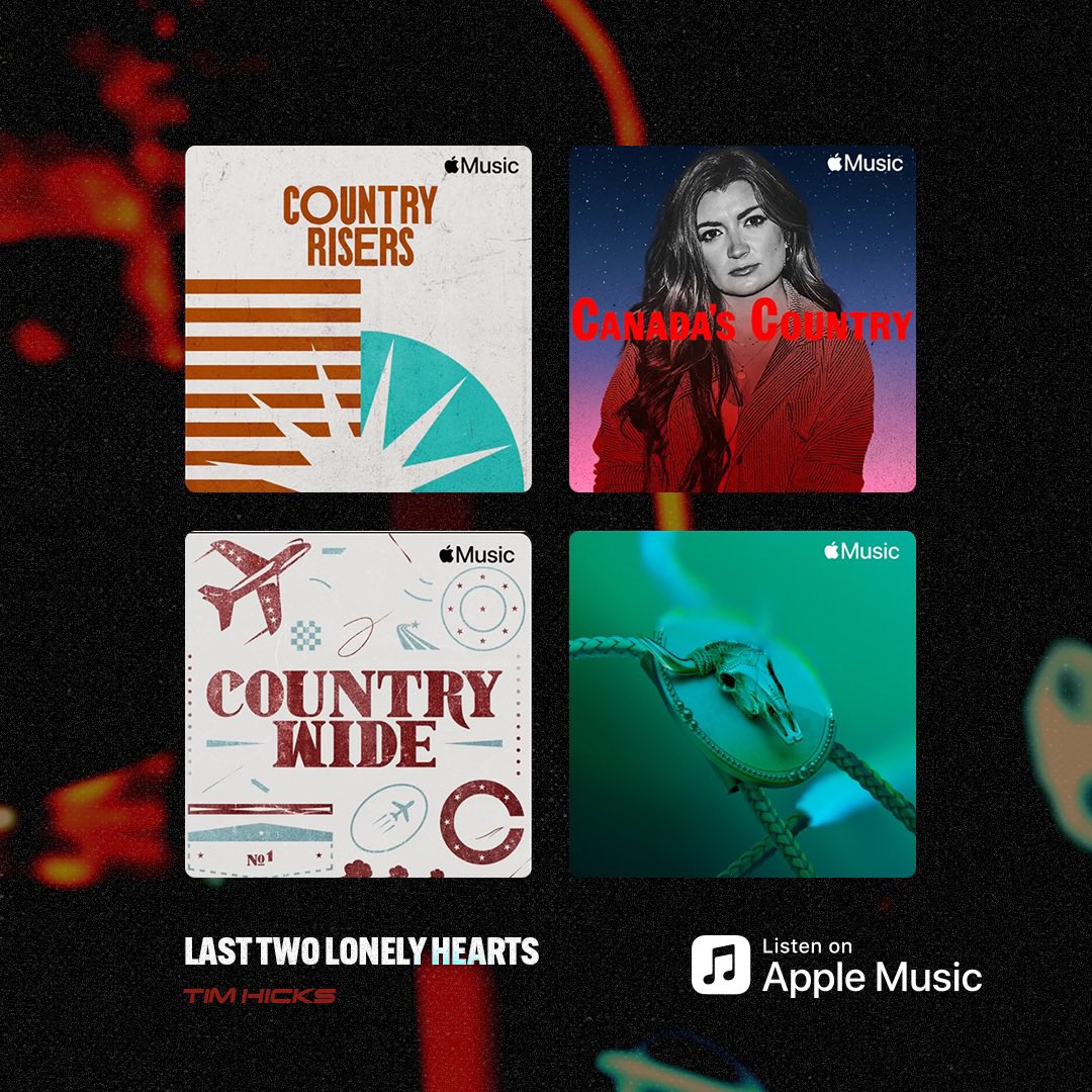 Thank you @AppleMusic for supporting my new song ‘Last Two Lonely Hearts’ on these awesome playlists 💔🎶 If you haven't yet today, go stream it on #AppleMusic! Listen: apple.co/3TUtkKo #LastTwoLonelyHearts #countrymusic #countryrock #playlist