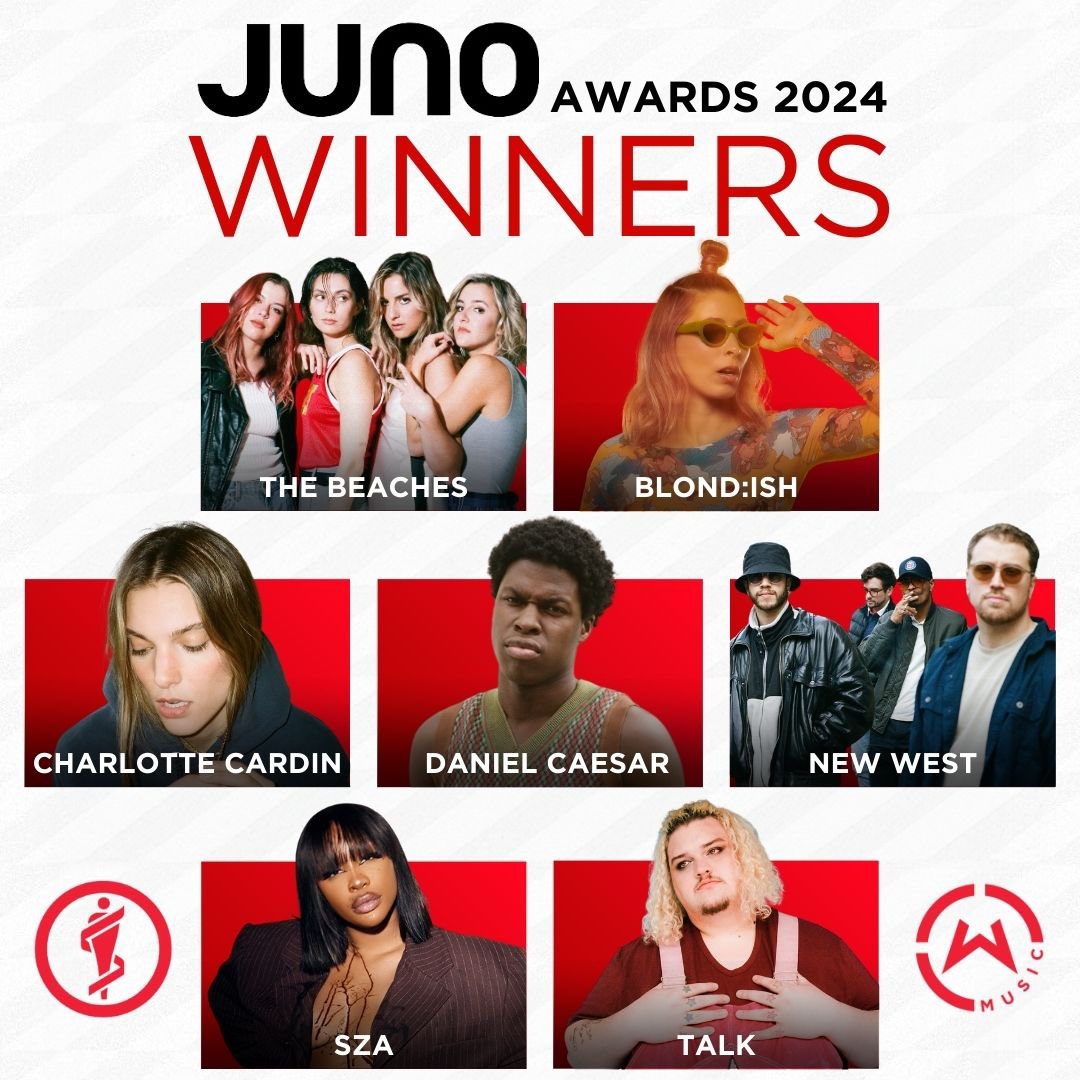 Congratulations to all #WassMusic winners at The 53rd Annual JUNO Awards, celebrating Canadian music excellence, held last weekend in Halifax!

THE BEACHES
Group of the Year
Rock Album of the Year | 'Blame My Ex'

BLOND:ISH
Underground Dance Single of the Year | "Call My Name"