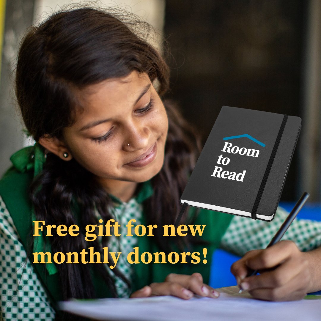 ⏰ Only a few days left to get your Room to Read notebook! To celebrate your commitment to girls’ education, we’re giving away exclusive Room to Read notebooks to all new monthly donors. For $30 a month, you can support a girl through secondary school: bit.ly/49gQuPM