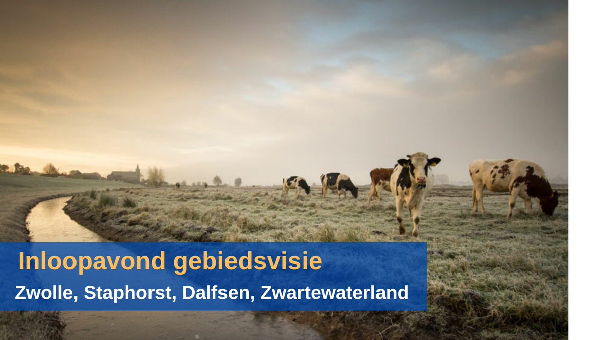 Op 3 april is er een inloopavond over de concept-gebiedsvisie voor het landelijk gebied. Laat u informeren en/of geef uw reactie. 📅 U bent tussen 19.00 en 22.00 uur van harte welkom in Kulturhus De Spil in Nieuwleusen op de informatiemarkt.