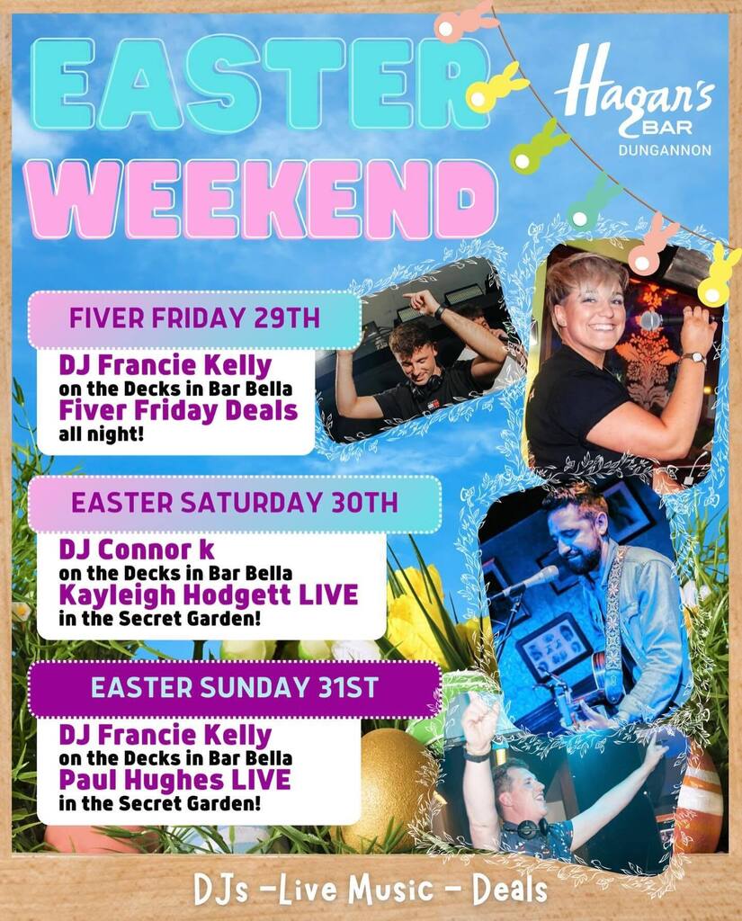 🐣𝐄𝐀𝐒𝐓𝐄𝐑 𝐖𝐄𝐄𝐊𝐄𝐍𝐃🐣
💕𝓕𝓻𝓲𝓭𝓪𝔂💕
DJ @francie_kelly on the decks 

🎀𝓢𝓪𝓽𝓾𝓻𝓭𝓪𝔂🎀
@dj_connorkay on the decks &amp; @kayleigh_hodgett_music live in The Secret Garden

🩵𝓢𝓾𝓷𝓭𝓪𝔂🩵
DJ @francie_kelly  back on the decks &amp; Paul Hughes liv… instagr.am/p/C5D81DOIMqH/