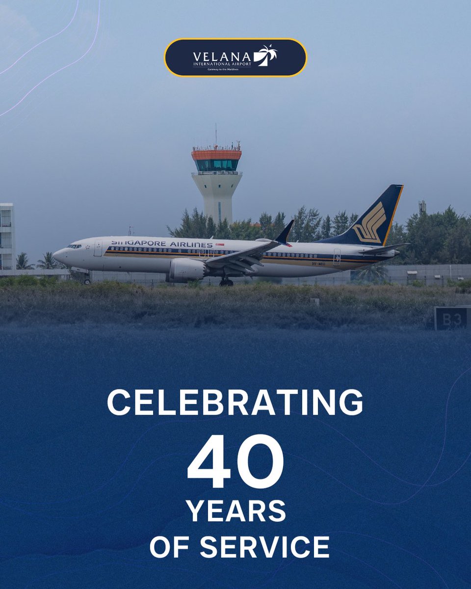 Cheers to 4 decades of connecting travelers to the Maldives! 🎉 Thank you, @SingaporeAir, for countless flights and helping millions travel between Singapore and Maldives, making every experience extraordinary for those visiting VIA. #VelanaAirport #SingaporeAirlines