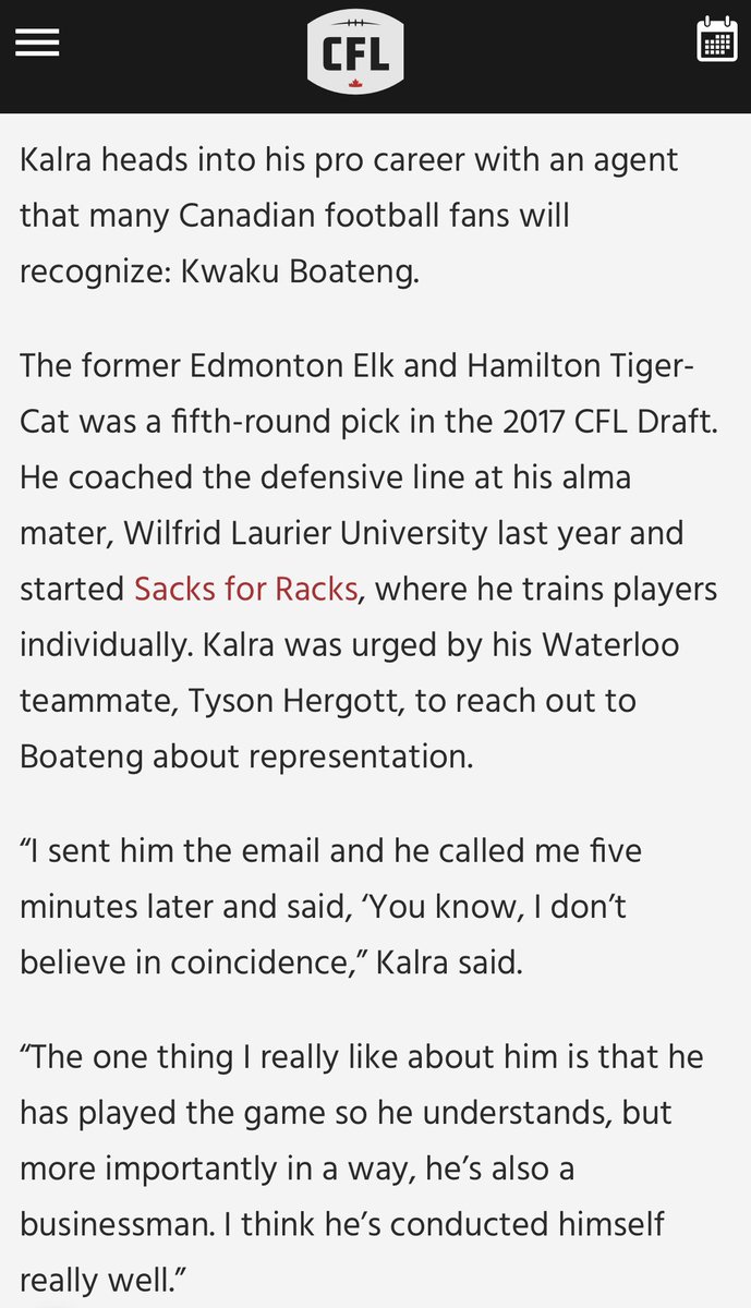 Thank you @olearychris for the article. Ethan Kalra is next up! @SACKSFORRACKS is taking over Canadian football. cfl.ca/2024/03/28/dra…