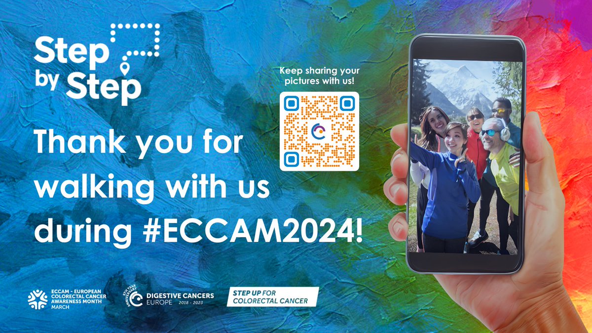As #ECCAM2024 wraps up, our journey continues. Your steps and stories have painted a vivid picture of how to prevent #CRC. Keep walking, keep sharing, and let’s carry forward the spirit of adopting healthy habits. Every picture and every step counts!
▶️ eccam.digestivecancers.eu/share-your-wal…
