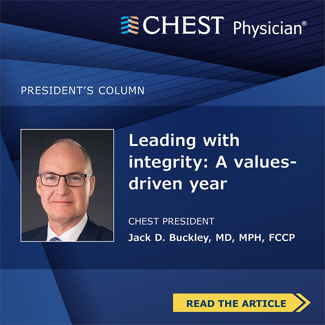 CHEST President, Jack D. Buckley, MD, MPH, FCCP (@CHESTPrez) used his quarterly column in CHEST Physician to talk about Social Responsibility. Read about how this CHEST value will shape his work throughout the year. hubs.ly/Q02qF24W0