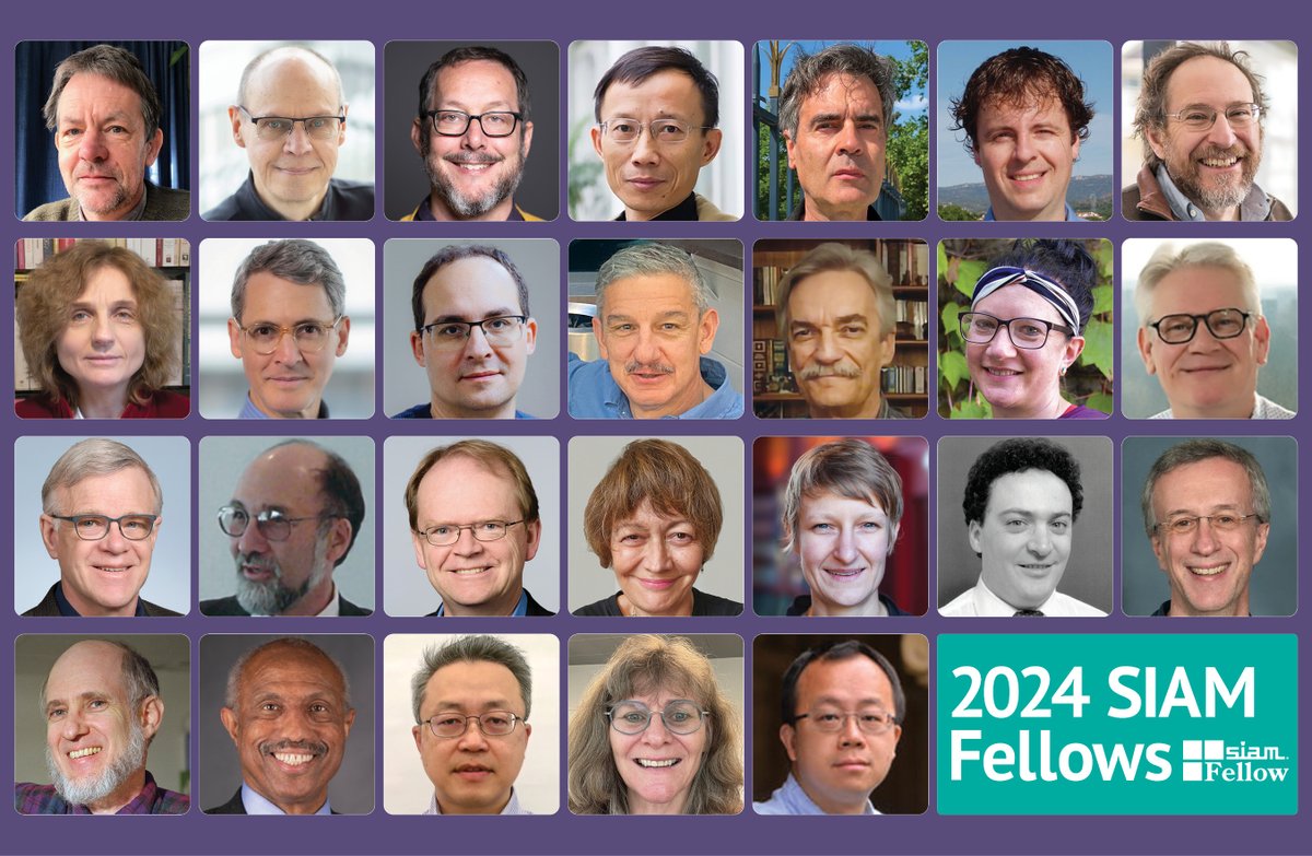 TheSIAMNews's tweet image. We&apos;re pleased to announce the 2024 Class of SIAM Fellows! Congrats to these distinguished members, who were nominated for their exemplary research and service to the #appliedmath, #computationalscience, and #datascience communities.

Learn more: sinews.siam.org/Details-Page/a…