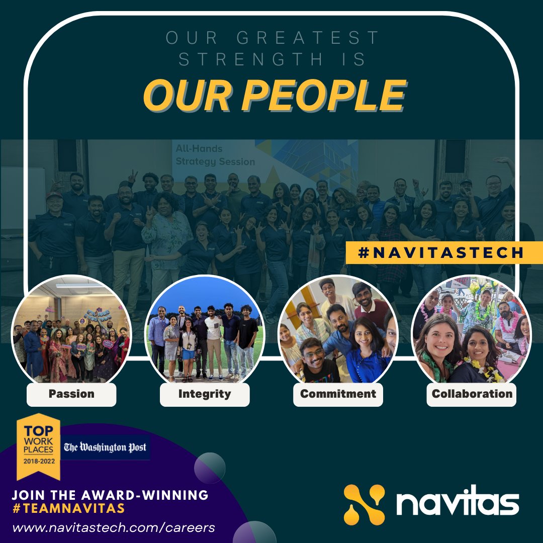 Do you value #passion, #integrity, #commitment, and #collaboration as much as we do?  Join #TeamNavitas today - navitastech.com/careers

#NavitasTech #NavitasProud #WeAreNavitas #JoinOurTeam #hiring #job #dreamjob #newjob #people #strength #NavitasStrong #NewOffice #awardwinning