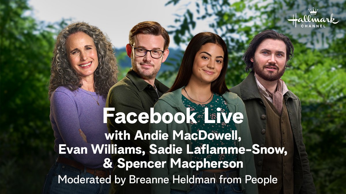 Get the inside scoop on the season finale of @TheWayHomeHC with a special Facebook Live TODAY at 1pm ET featuring #AndieMacDowell, @evan_m_williams, @sadielsnow, and #SpencerMacpherson moderated by @people's @BreanneNYC! #TheWayHome