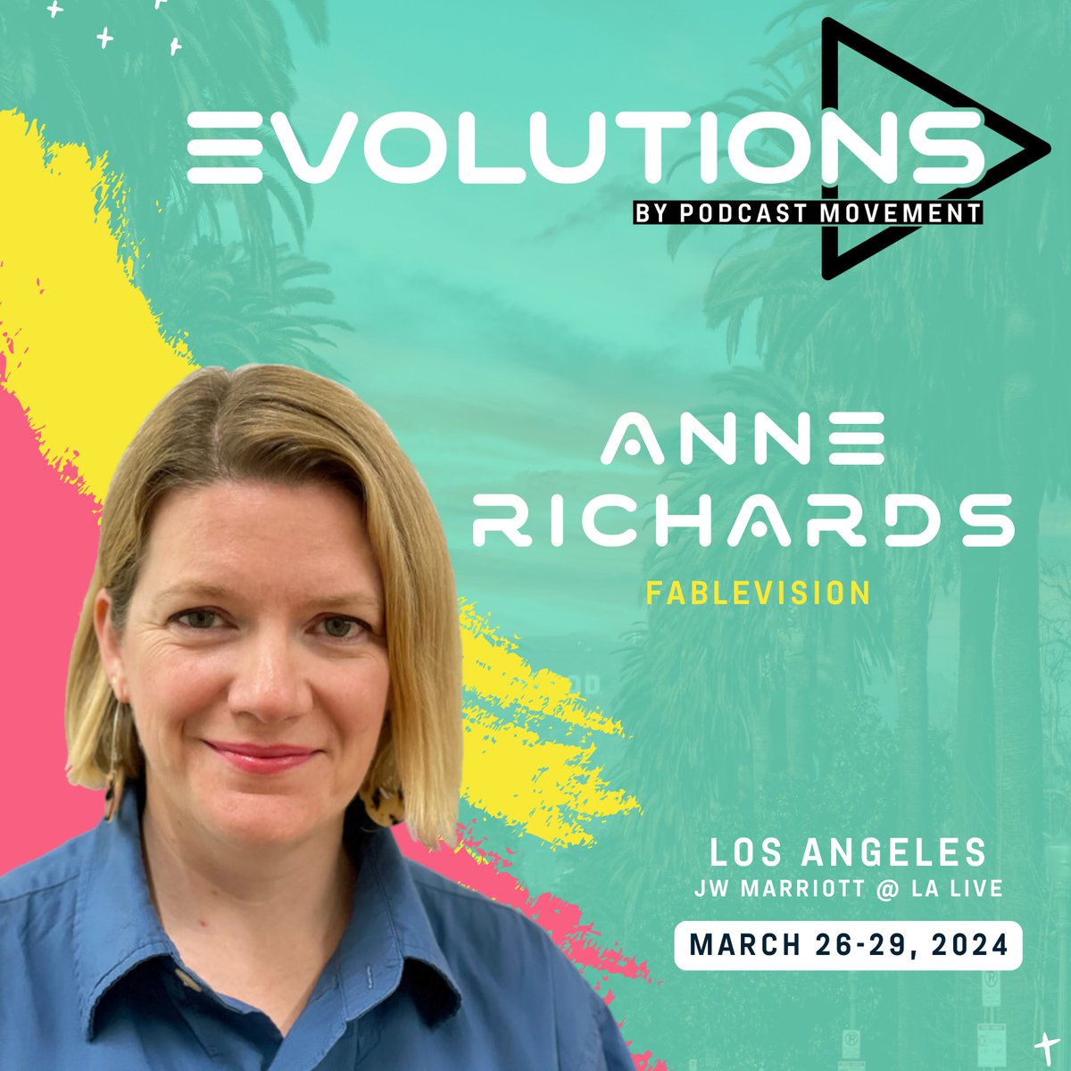 Attention all @podcastmovement LA attendees! Anne Richards' panel, “World of Kids & Family Audio & Video Podcasting,” is today at 10:30 a.m. PST in Platinum E! bit.ly/43wthHV