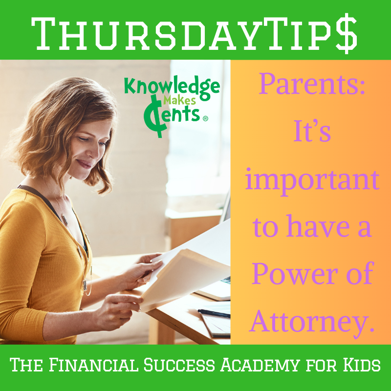 Have all your important documents in order. 

#powerofattorney #needalawyer #adulting #protectyourself

#ThursdayTips #KMCents #FinancialSuccessAcademyForKids

Contact us to learn more about our money programs: info@KnowledgeMakesCents.com 905-882-3130