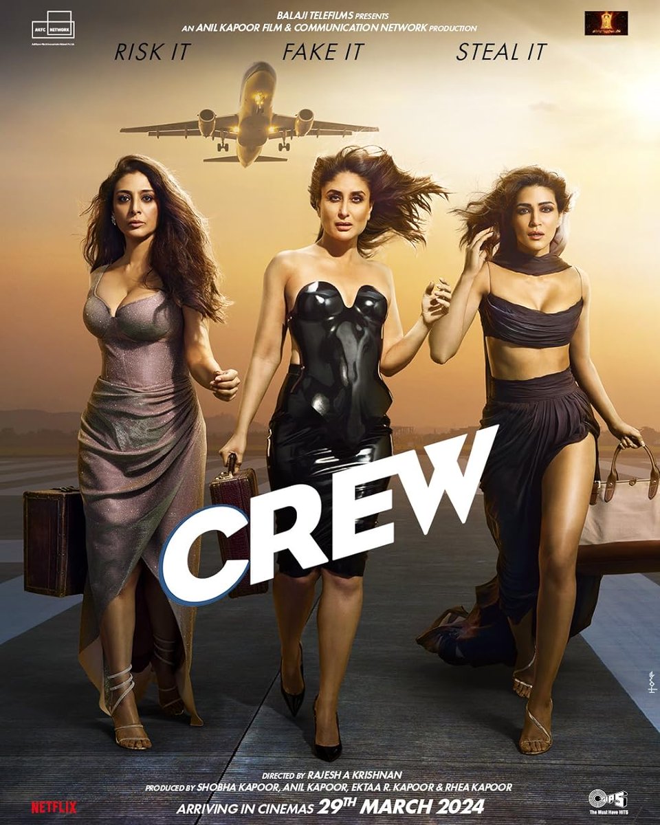 #Crew is an entertaining cinematic ride that takes off and lands smoothly. What makes it stand out is that we have three female protagonists headlining a heist-comedy, which we haven't seen in Hindi cinema before! Stay tuned, full review will be out soon... ⭐⭐⭐1/2 #CrewReview