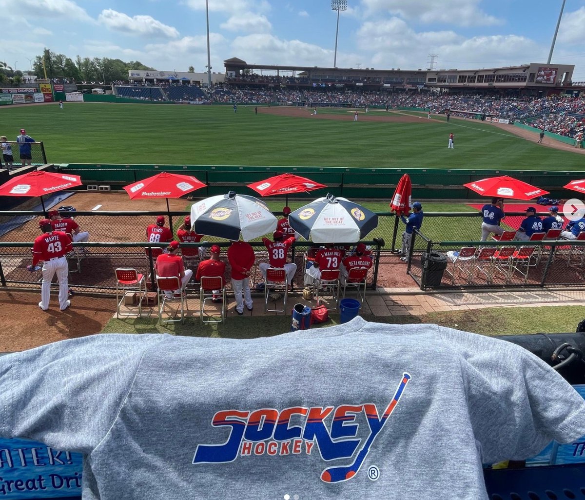 We love our hockey, but couldn't resist a chance to share this photo of Sockey being represented in Clearwater, FL the Spring Training home of the @Phillies! It's @MLB #OpeningDay and the NL champs have their eyes set on a #WorldSeries title. 🏒⚾️