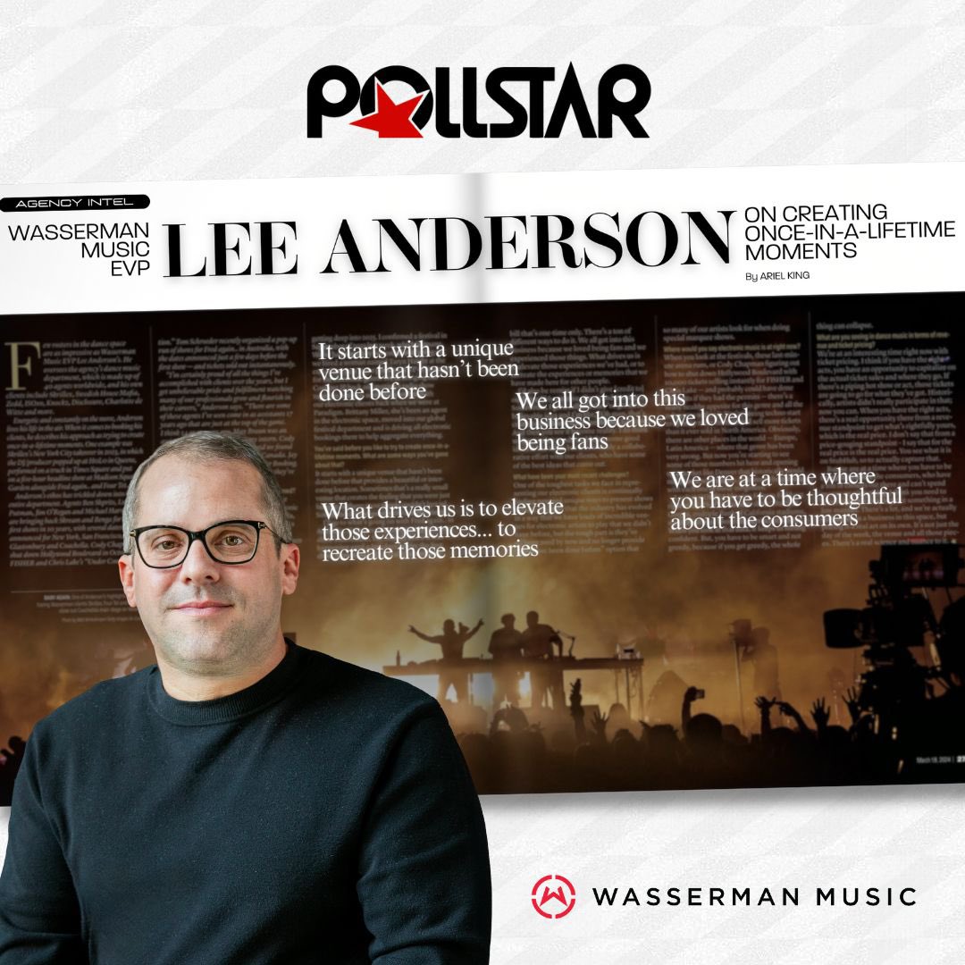 Pollstar’s new special dance music issue profiles #WassMusic EVP Lee Anderson, who shares insights on dance/electronic’s growing audience and the strategy behind creating once-in-a-lifetime live music moments.  news.pollstar.com/2024/03/21/age…