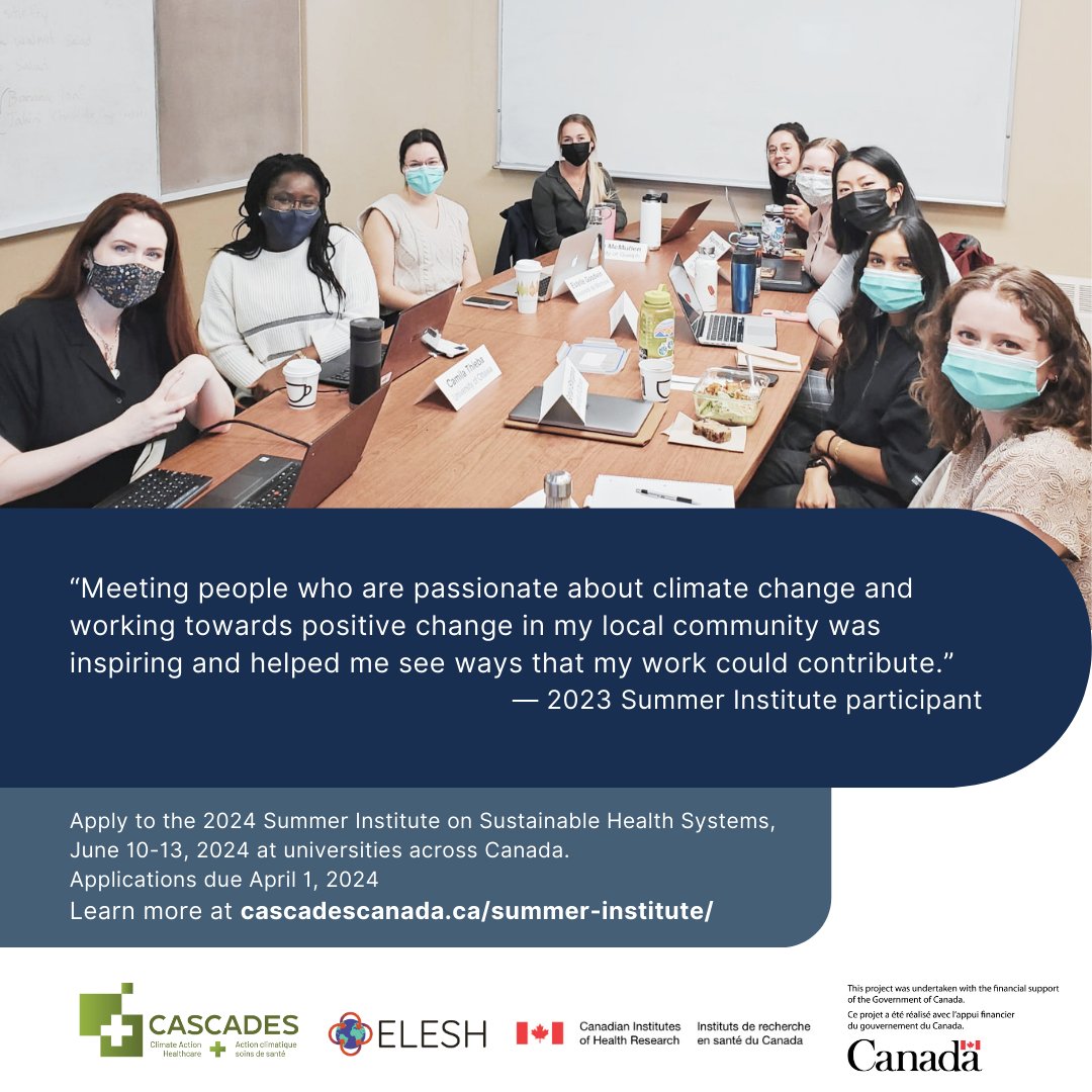 Do your plans this long weekend include hitting 'Submit' on your application to the 2024 Summer Institute on Sustainable Health Systems? Apply by Monday, April 1st! cascadescanada.ca/training/summe…