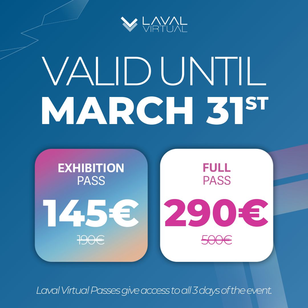 Are you looking to jump into the world of immersive VR/XR tech? Join us at Laval Virtual, and let's make magic happen together. The 26th edition is from April 10 to 12, 2024! Tickets are discounted now! laval-virtual.com/en/ticketing/ #LavalVirtual #ImmersiveTech #NetworkGrowth