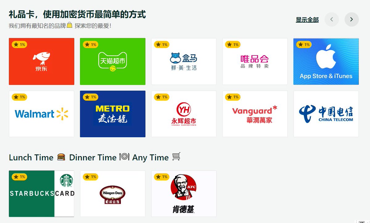 CryptoDoggyCN's tweet photo. 币圈出金100%安全防冻法第8弹：直接变成消费卡

走Bitrefill（https://t.co/xAVXwjRCMJ），目前应该是最大的用币买礼品卡平台了，可以直接把u换成京东卡、天猫超市卡、中石化油卡、盒马卡、麦德龙卡、肯德基卡、沃尔玛卡、手机充值等等。

排除买房买车这种大消费，这也基本涵盖生活方方面面了，而且大陆kyc就可以，我去年用过感觉磨损不大很丝滑，适合中小额出金。

不过不是实体卡哦，是充值代码发到你邮箱，你复制黏贴到对应平台，充值成功直接消费。你要非要不消费，就要变现���充值代码你也可以卖给国内在线回收平台或者回收贩子，不过磨损就大了。

本贴点赞破100，明天再开一���加密货币友好银行在线开户教程（蹲家不用跑一台手机搞定）