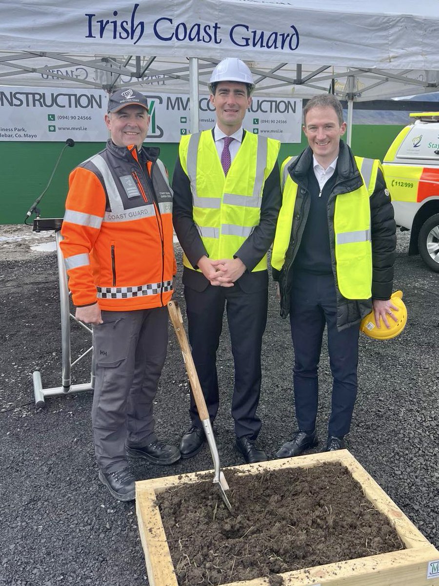 Great morning for turning the sod on the new €6.8m Westport Coast Guard Station. A huge thanks to Ministers @jackfchambers and @podonovan for their support on this vital project. Shoutout to all the coastguard volunteers making this happen. @IrishCoastGuard #Westport…