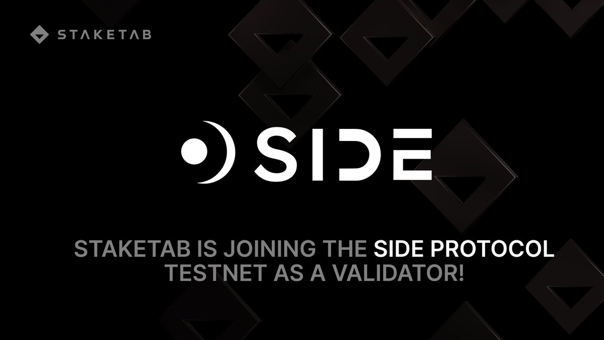 staketab's tweet image. Staketab is excited to announce our participation as a validator in the @SideProtocol testnet!

The #SideProtocol offers a modular infrastructure to scale #Bitcoin, with SIDE as the core sidechain secured by BTC. It serves as the settlement layer for zk-rollups within the stack.…