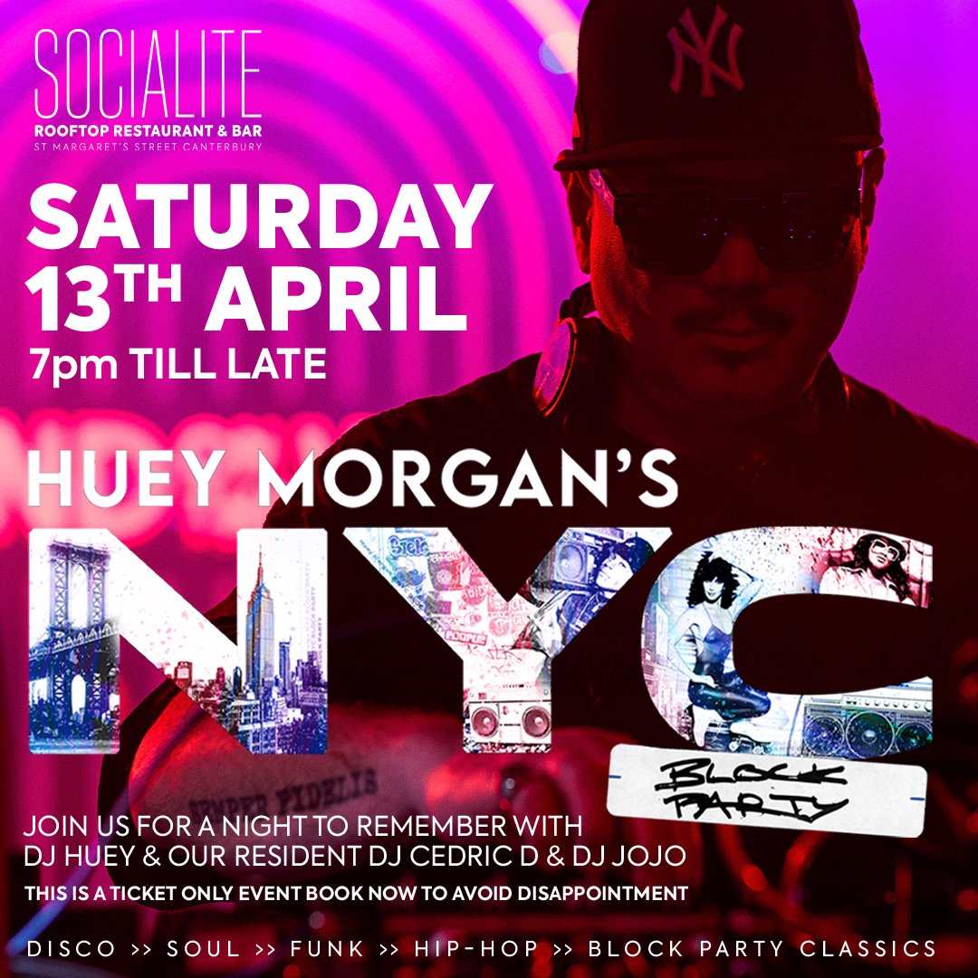 Hey Canterbury! Saturday, 13th April, catch me at Socialite Canterbury As always, I'll be dropping some of the hottest hip hop, funk, disco and block party classics. Can't wait to see you all there! Tickets: designmynight.com/uk/bars/canter…