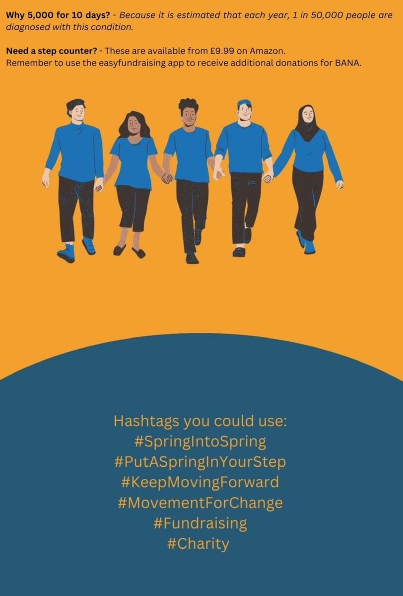 Are you ready for the @BANAUK ‘Spring into Spring’ fundraising challenge? 10 x 5,000 step walks in April. One in 50,000 people in the UK will be diagnosed with an Acoustic Neuroma. Simple join in and share the link with friends justgiving.com/campaign/joinu…