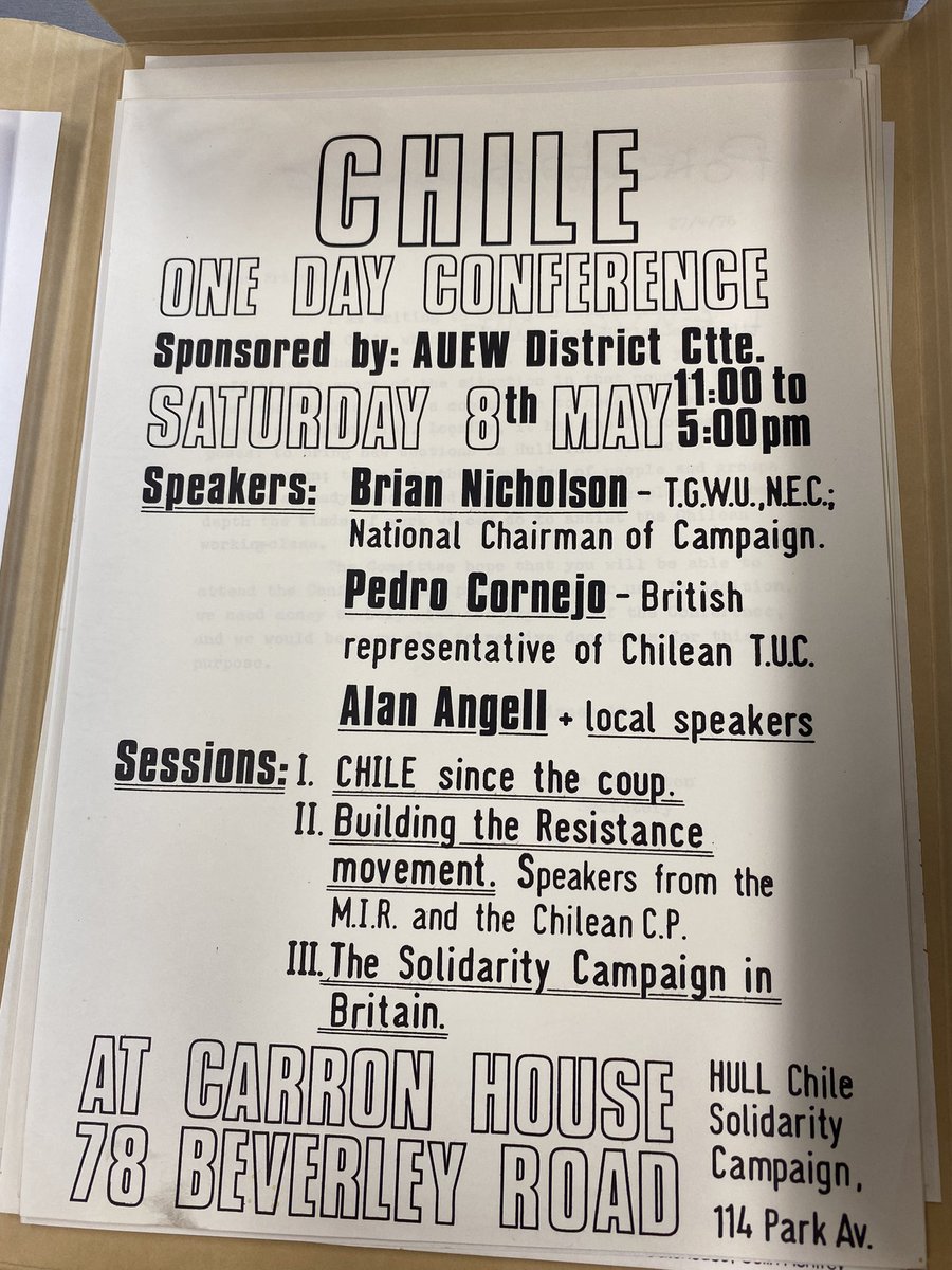 Date for the diary: Tuesday June 11th I’ll be speaking at @Hullhistorynews to mark the 50th anniversary of the founding of the Humberside branch of the Chile Solidarity Campaign. More events for that week/month to be announced soon! #Chile #Venceremos