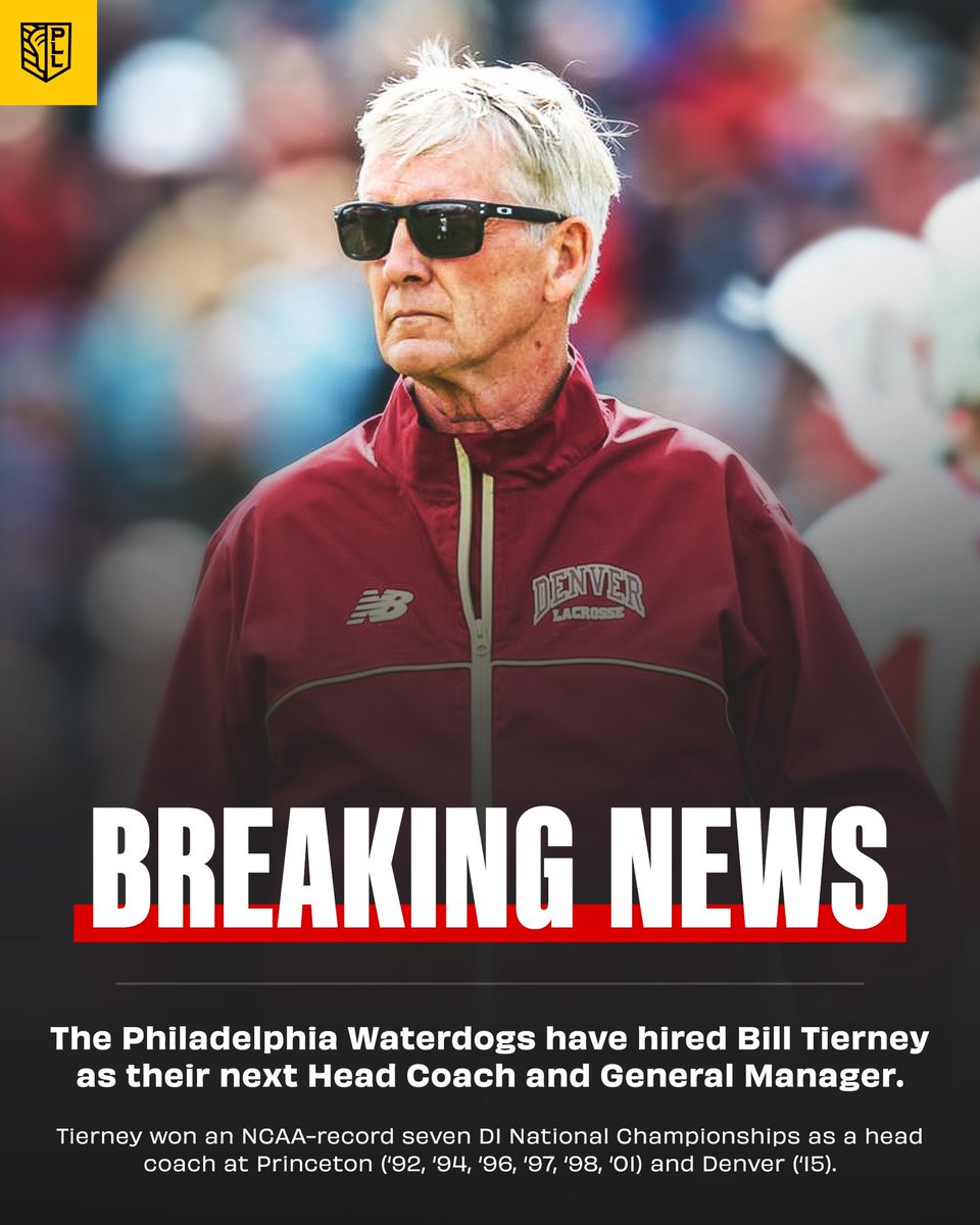 BREAKING: Bill Tierney has been named the next Head Coach/GM of the Philadelphia Waterdogs.