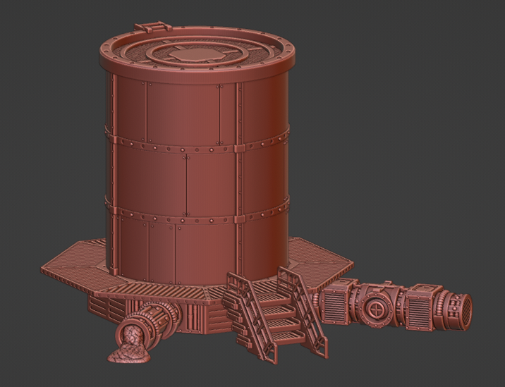 Large modular chemical storage tanks as part of the next #grimdark set #3Dprinting #wargaming #killteam #necromunda #OPR #firefight #warhammer40k #terrain #tabletopgaming #scifi