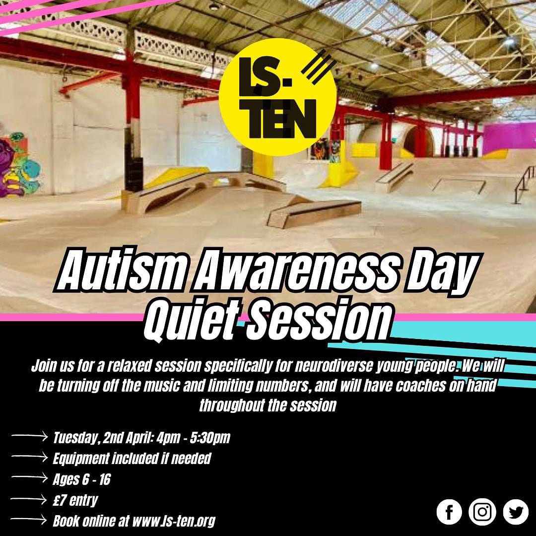 Our Autism Awareness Day Quiet Session is coming up on Tuesday! We'll be turning off the music in the park, reducing numbers, and ensuring our coaches are on hand to offer trick tips and advice. Book at the link below: ls-ten.org/world-autism-a…