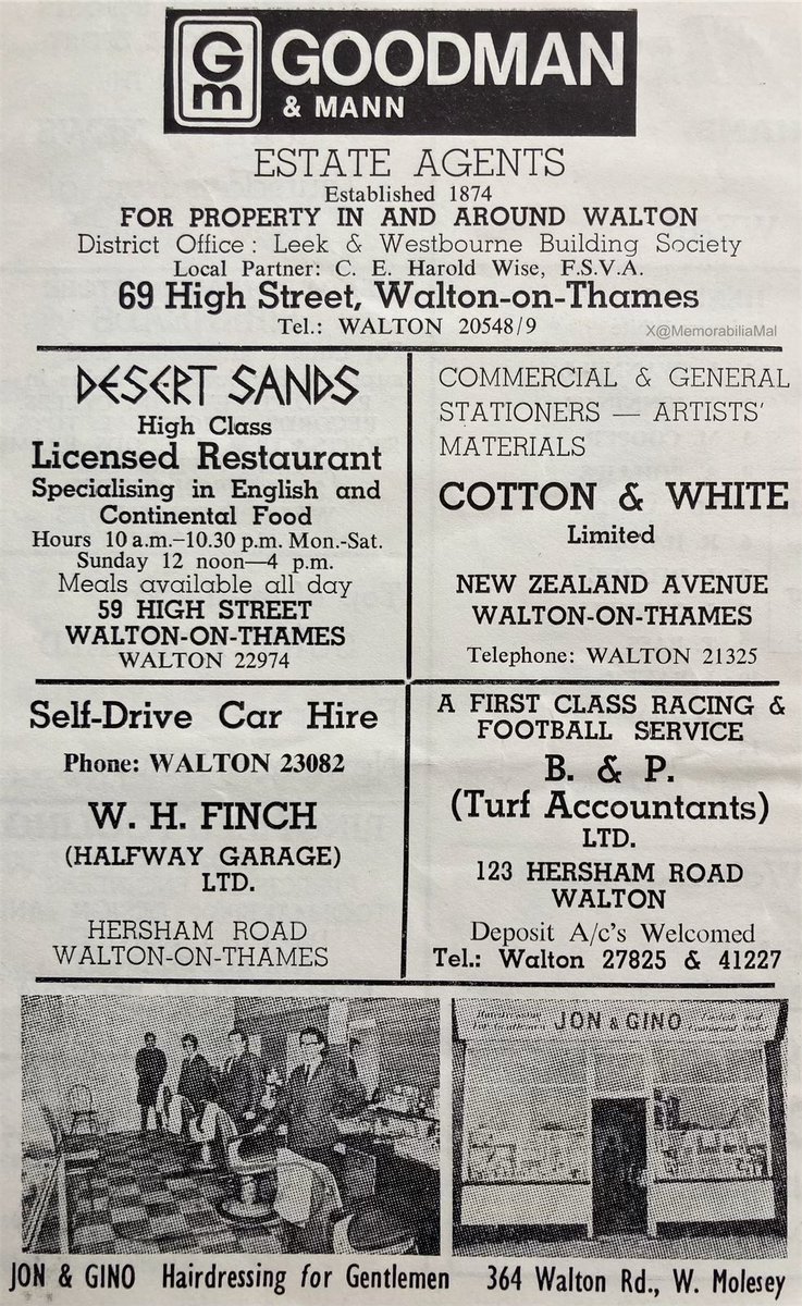Walton & Hersham 0 Hendon 1
Isthmian League 24/8/71
#SwansRise #WaltonOnThames #Hersham #TheDons #Hendon #AFCW