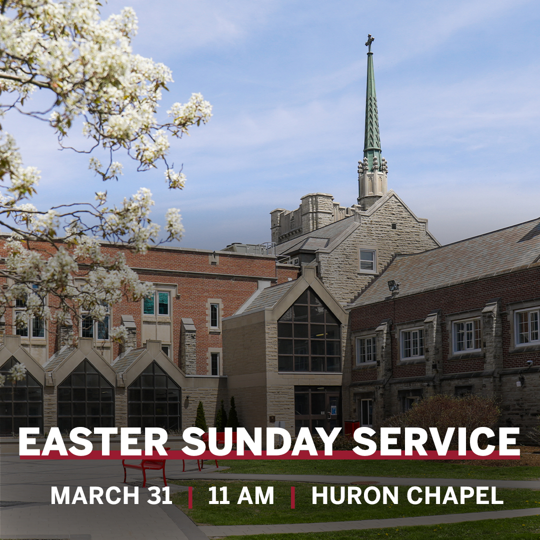 All are welcome to join us for our Easter Sunday Service, happening this Sunday at 11am in the Huron Chapel.