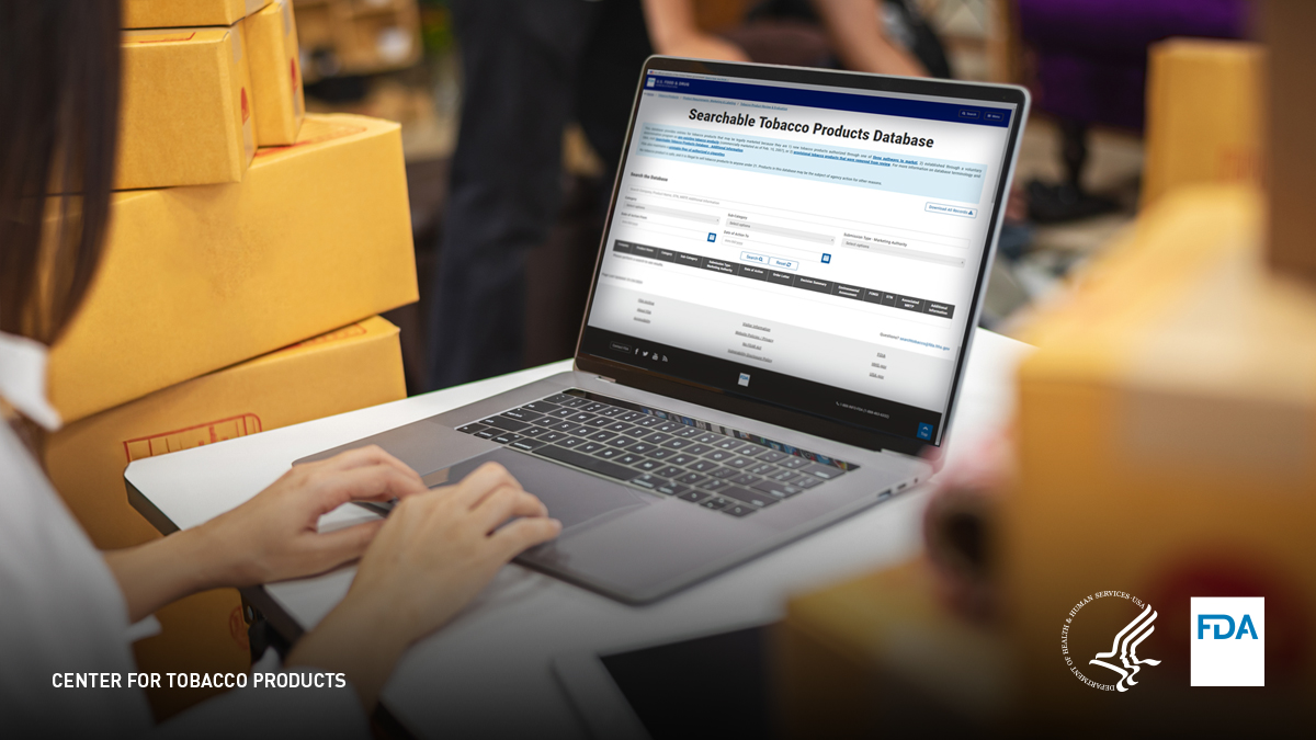 FDATobacco's tweet image. Today, FDA launched the Searchable Tobacco Products Database, a new user-friendly list of tobacco products – including e-cigarettes – that may be legally marketed in the United States.  

Learn more: fda.gov/tobacco-produc…
