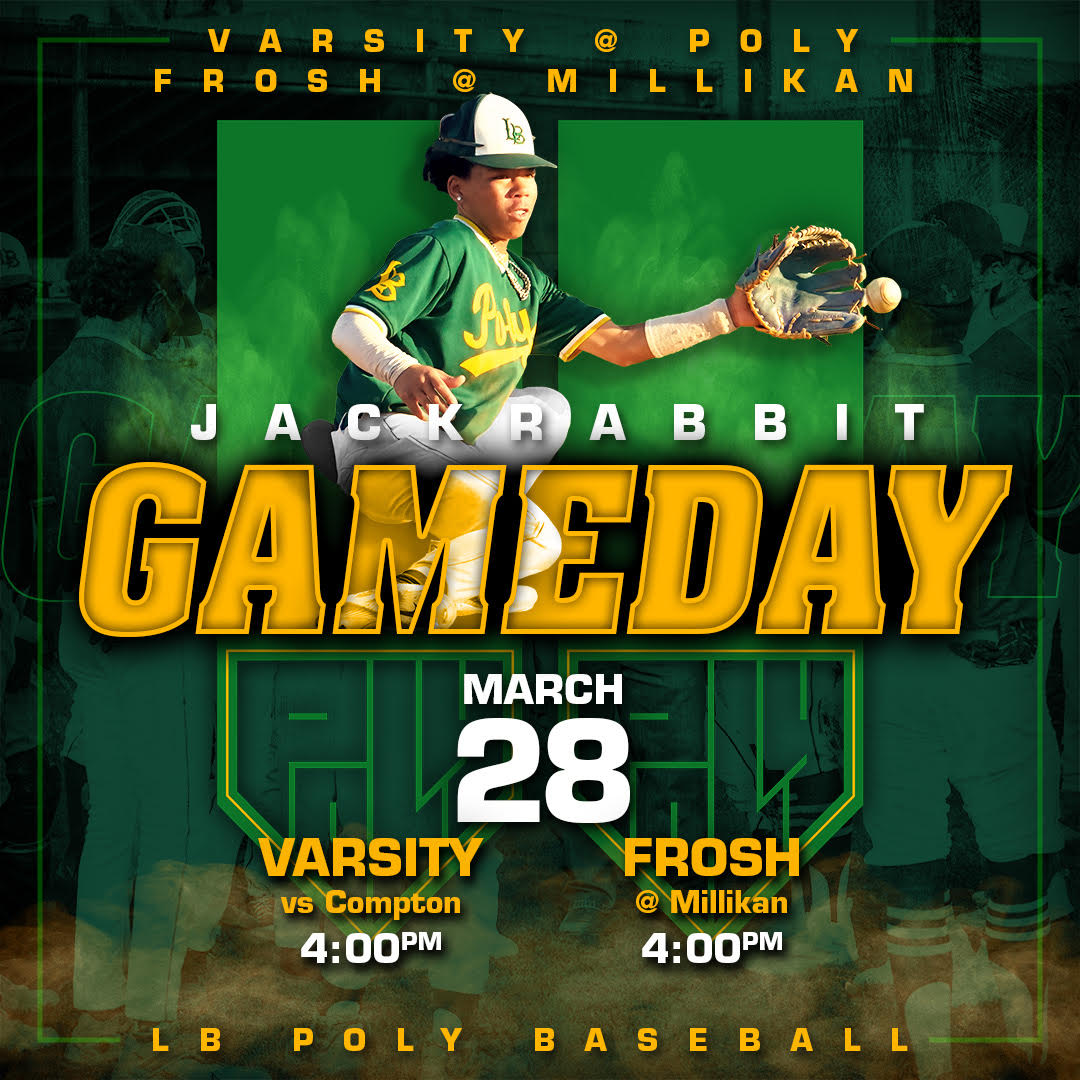 LBPolyBaseball's tweet photo. Moore League action continues today

Varsity takes on Compton at Gwynn Field, first pitch 4pm

Frosh takes on Millikan at their place, first pitch 4pm

Come out and support #jackrabbitbaseball https://t.co/EFZ3vQbN08