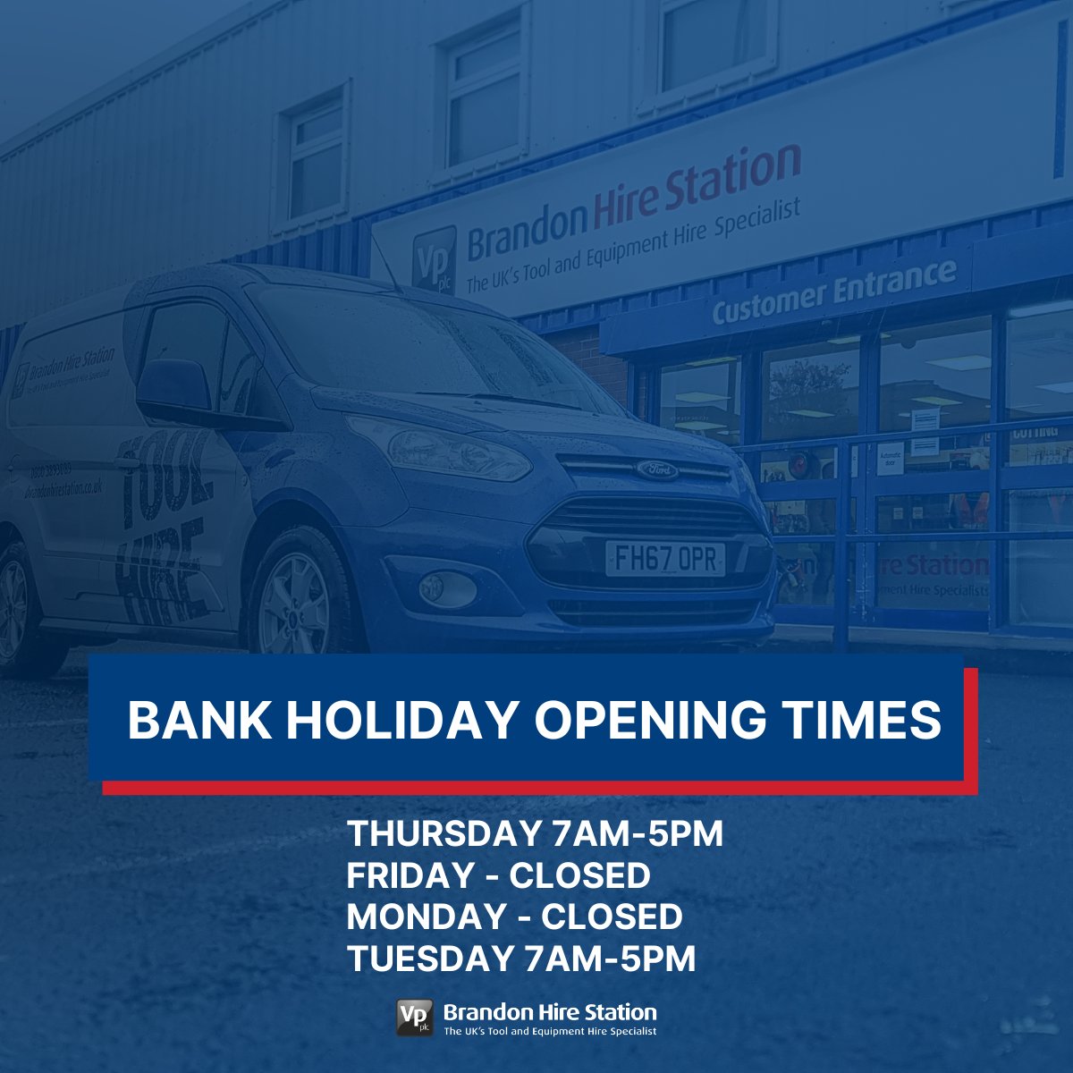 Bank Holiday Opening Times... We hope everyone has a relaxing break! To all our DIY hires, good luck, we can't wait to see your fantastic projects! #toolhire #diy