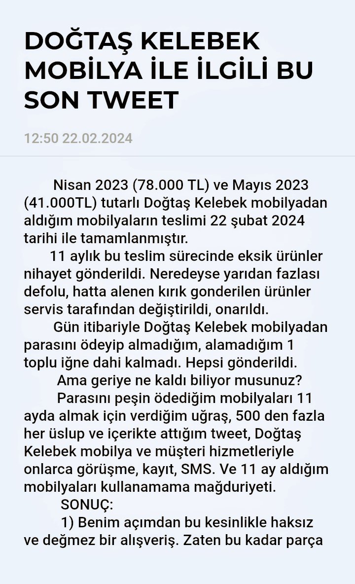 #evimdedoğtaşzevki #doğtaş #sizianlayantasarımlar #kelebekmobilya #mobilya #yatakodası #haber #yatak #dekorasyon #koltuk #oturmaodası #hediye #gündem #kampanya #yemekodası #lovayatak #dgnmo #kelebekdekor #polis #sosyalmedya #şikayetvar #tüketicihakları #gündem
TÜKETİCİ DUASINA...