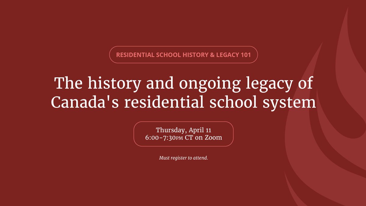 Want to learn more about the history & legacy of the residential school system in Canada? Register for our upcoming webinar on April 11th. After registering, you will receive a confirmation email with the details on how to join the webinar. buff.ly/3PKpDEH #nctr_um