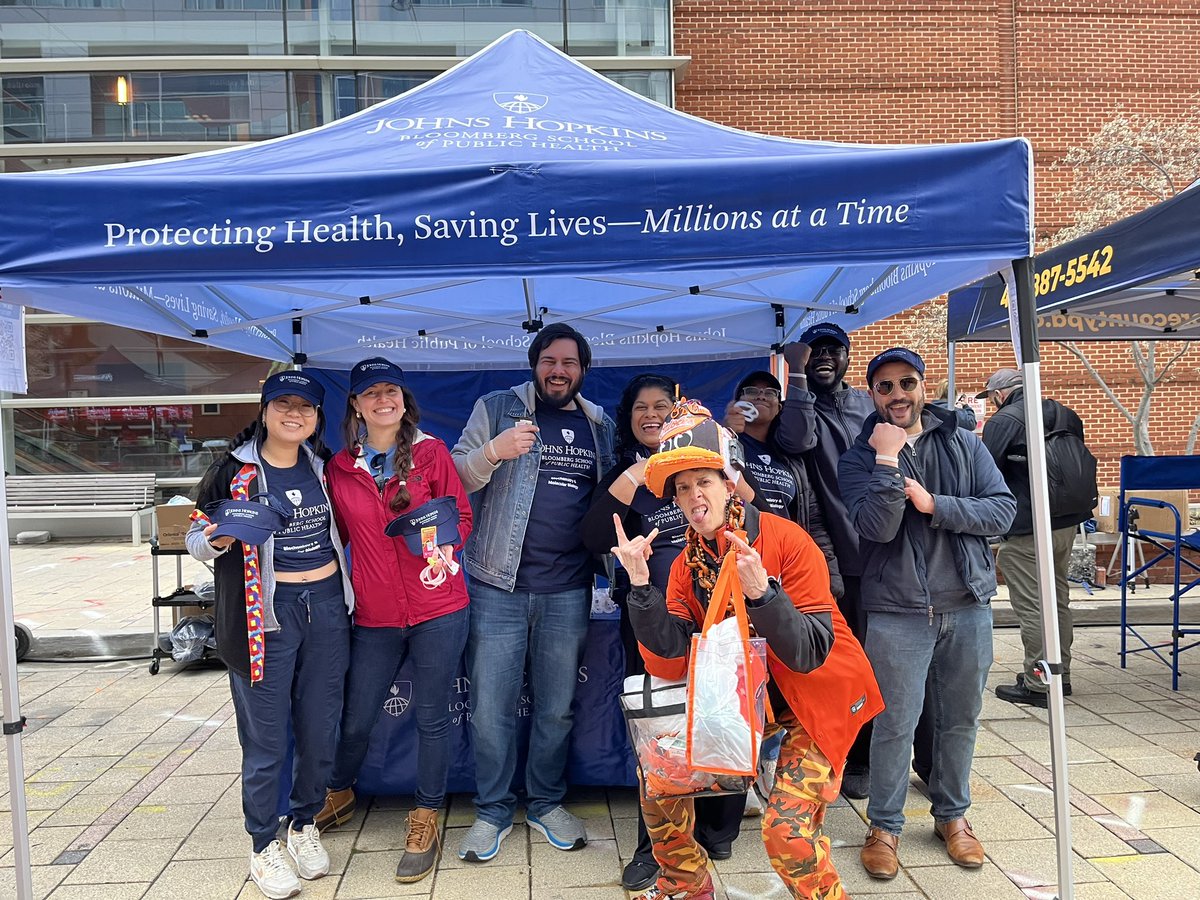 The amazing @AshaniTW and her @JohnsHopkinsSPH colleagues dispensing advice and merch about #melanoma and safety precautions for @Orioles opening day #prevention