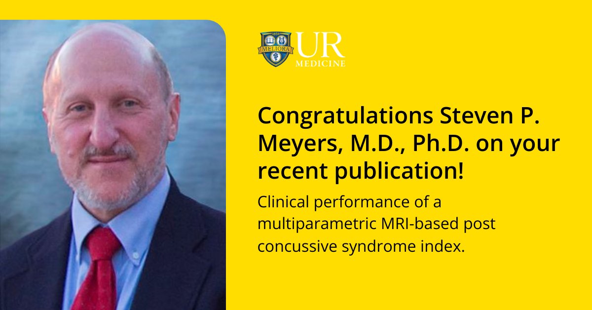 Congratulations to our faculty member, Steven P. Meyers, M.D., Ph.D. on your recent publication titled 'Clinical performance of a multiparametricMRI-based post concussive syndrome index.' #Neuroradiology #radiology @JennHarveyMD @UR_Med pubmed.ncbi.nlm.nih.gov/38170071/