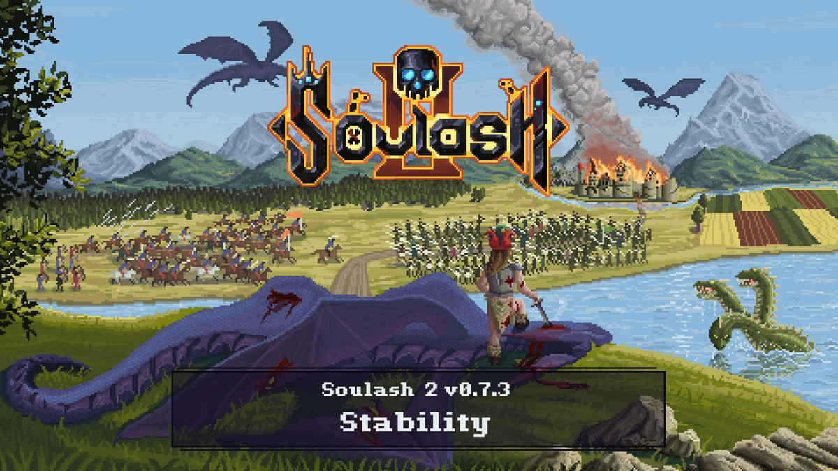 Soulash 2 v0.7.3 is now available!

Migration to x64, partial support for UTF-8, procgen improvements, UX improvements, and various fixes. 

Full details below:
store.steampowered.com/news/app/23991…