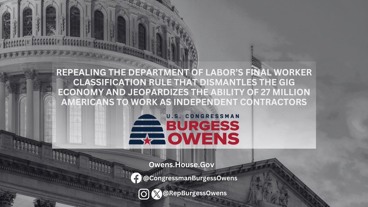 Biden's Department of Labor is threatening the livelihoods of 27 million Americans who rely on the gig economy to make a living. I'm proud to sign onto @RepKiley's bill to support American workers & stop the heavy hand of government from destroying millions of jobs.