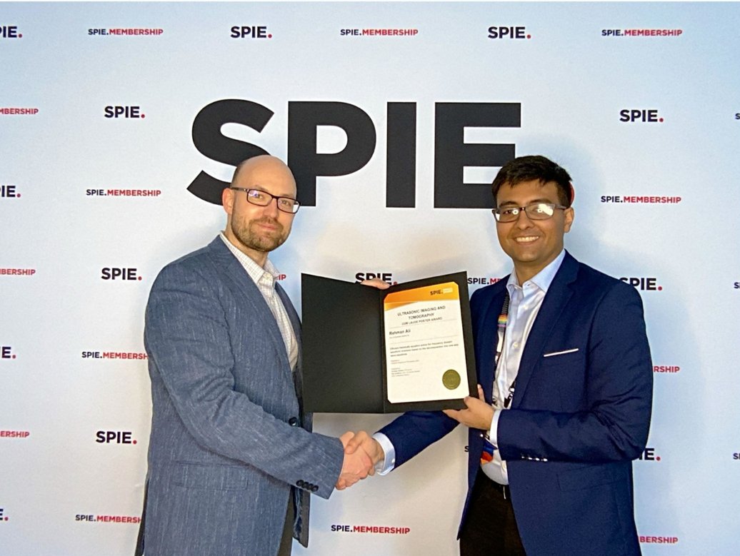 Congratulations to Rehman Ali, PhD on receiving the SPIE Medical Imaging poster award at SPIE’s annual conference in San Diego last month! #SPIE #Research #Radiology @UR_Med @JennHarveyMD