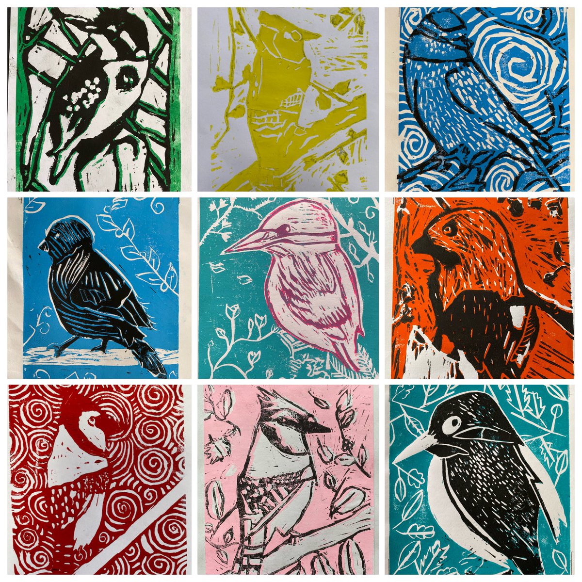 Class 2A have been working on these beautiful linocut prints in their Art and Design class ❤️