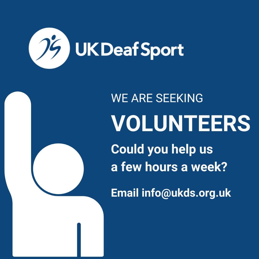 Do you want to volunteer with UK Deaf Sport? Are you looking for #workexperience? We need 2 volunteers to help with international events & @DeaflympicsGB admin. Send an email or a 5 min video of why you wish to #volunteer with us. Send to info@ukds.org.uk. #deafcommunity
