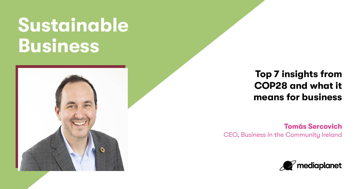 We’re delighted to be involved with @MediaplanetIE on the #SustainableBusiness & #ESG campaign, launched in the @businessposthq. @TomasSercovich shares the key takeaways from the #COP28 summit & what it means for businesses in Ireland. Read more ➡️bit.ly/3uUHeCG