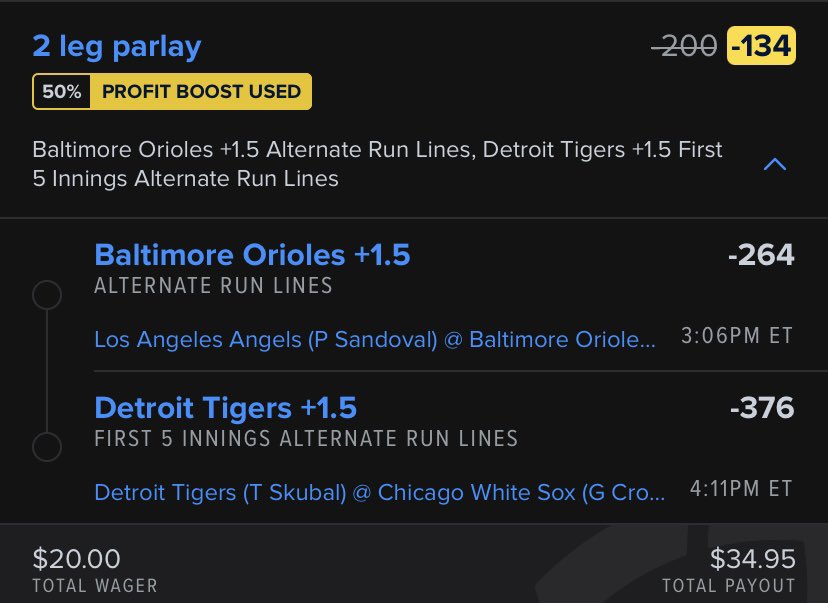 🚨POTD 3.28.24🚨

#OpeningDay 

Research: <a href="/OutlierDotBet/">Outlier</a> 
Book:<a href="/FDSportsbook/">FanDuel Sportsbook</a> 

How about a nice Two-Teamer lay to start Opening Day?

I like the Orioles with Burnes on the mound to beat the Shohei-less Angels in Baltimore and for Skubal to keep the White Sox in check to start the